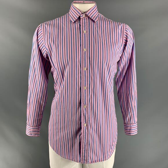 POLO by RALPH LAUREN Size M Lavender and Blue Stripe Cotton Long Sleeve Shirt - Picture 1 of 5